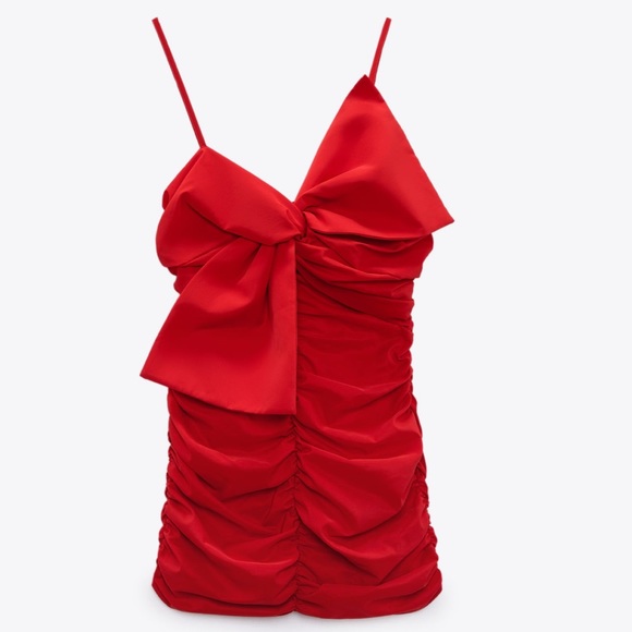 Zara bow ruched red dress,Valentine’s Day - Picture 11 of 16